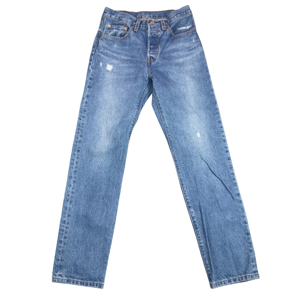 Levis Premium 501 Original Fit Jeans Medium Wash Blue Straight Leg Button Fly 27